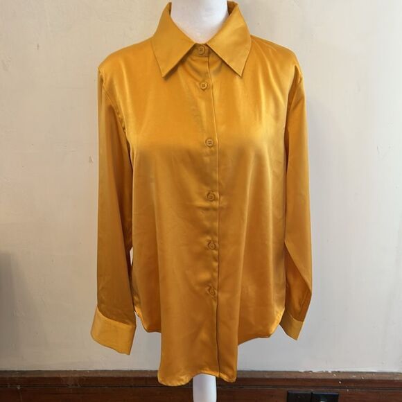 Mimosa gold long sleeve button front blouse Size S NWOT - Picture 2 of 10